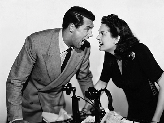 Cary Grant and Rosalind Russell in His Girl Friday (1940)